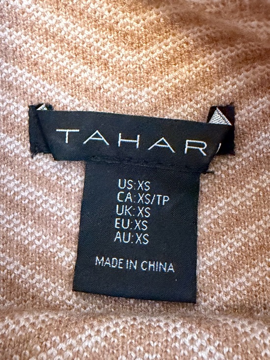 Tahari Brown and White Striped High Neck Sweater - Picture 3 of 6